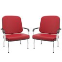 Ver imagem 1 de Kit 02 Cadeiras de Escritório Recepção com Braço Fixa Cromada Magno P03 Vinil Vermelho - Lyam