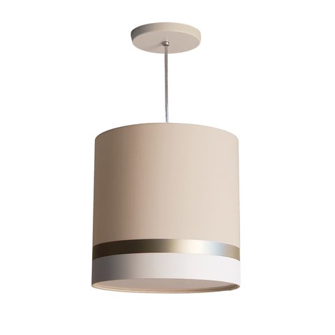 Lustre Pendente Cru Faixas Bronze Cúpula 25x25 Tom Luz