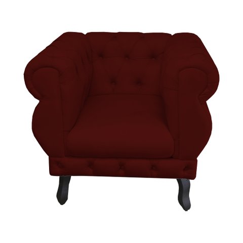 Poltrona Decorativa Maya Pés Luis XV Suede Bordô - DS Estofados