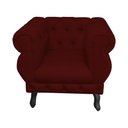 Ver imagem 1 de Poltrona Decorativa Maya Pés Luis XV Suede Bordô - DS Estofados