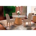 Ver imagem 1 de Conjunto: Mesa Sala Jantar Luna C/ Tampo Madeirado C/ Vidro Canto Curvo 90x90cm e 4 Cadeiras