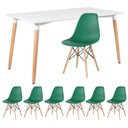Ver imagem 1 de Kit - Mesa Retangular Eames 80 X 140 Cm Branco + 6 Cadeiras Dsw Verde Escuro