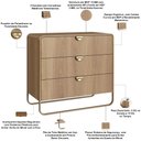 Ver imagem 5 de Cômoda para Quarto 3 Gavetas Industrial Orgânico 90cm Alek A03 Hanover Dourado - Lyam Decor