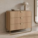 Ver imagem 1 de Cômoda para Quarto 3 Gavetas Industrial Orgânico 90cm Alek A03 Hanover Dourado - Lyam Decor
