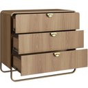 Ver mais imagens de Cômoda para Quarto 3 Gavetas Industrial Orgânico 90cm Alek A03 Hanover Dourado - Lyam Decor
