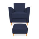 Ver imagem 3 de Poltrona de Amamentação com Puff Flavia Suede Azul Marinho - Pallazio