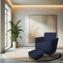 Ver imagem 2 de Poltrona de Amamentação com Puff Flavia Suede Azul Marinho - Pallazio