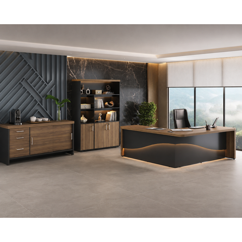 Conjunto Escritório Artany: Mesa, Balcão e Estante