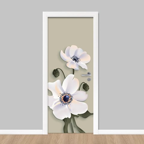 Adesivo de Porta - Flores 3D 3 Dekalque 103x213