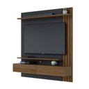Ver imagem 2 de Painel p/ TV c/ Bancada Suspenso Juriti 150m c/ 2 Pts e 1 Prateleira Noce Milano Preto Fosco Colibri