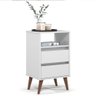 Mesa de Cabeceira Pés Retrô 2 Gavetas 43cm Roma Branco - Ej Móveis - 2