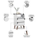Ver imagem 5 de Mesa de Cabeceira Pés Retrô 2 Gavetas 43cm Roma Branco - Ej Móveis