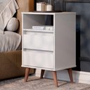 Ver imagem 4 de Mesa de Cabeceira Pés Retrô 2 Gavetas 43cm Roma Branco - Ej Móveis