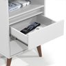 Mesa de Cabeceira Pés Retrô 2 Gavetas 43cm Roma Branco - Ej Móveis - 3