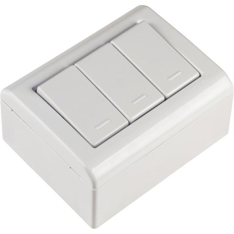 Caixa de Sobrepor com 3 Interruptores Simples 10 a 250 V Tramontina Lizflex Branca Tramontina