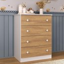 Ver imagem 1 de Cômoda Infantil 65cm com 4 Gavetas Encanto Multimóveis Mp4427 Branco/madeirado Branco/madeirado