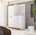 Ver imagem 1 de Cômoda Roupeiro Cristal com Espelho para Quarto -  Branco/Camarim Flex Vila Rica