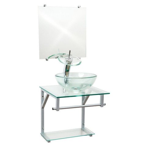 Gabinete de Vidro 40cm para Banheiro Cuba Redonda Incolor - Dahora