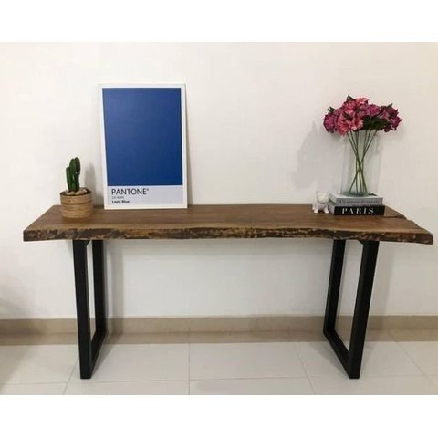 Aparador de Tronco com Pés de Ferro em U Made Wood:Comp180XAlt80XLarg40/Marrom