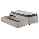 Ver mais imagens de Base Box Cama Viúva Sapateira Courino Linho Areia e Colchão Adapto Ecoflex 120x203