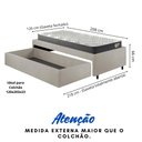 Ver imagem 5 de Base Box Cama Viúva Sapateira Courino Linho Areia e Colchão Adapto Ecoflex 120x203