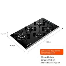 Cooktop a Gás 5q Brastemp Eclipse Collection Bdd86apuna Bivolt - 2
