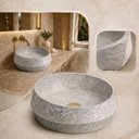 Ver imagem 7 de Cuba Rústica Pedra Cinza Mármore Texturizada em Resina Mineral
