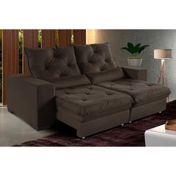 Sofá Retrátil Reclinável 1,80m Molas Ensacadas Suede Isis Castor - Sofá Casa - 2