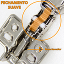 Ver imagem 4 de Kit 10 Dobradiça Reta C/ Amortecedor Mola Aço Armário 35mm