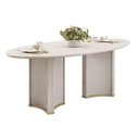 Ver imagem 1 de Mesa Multiuso Cozinha Liz C/ Tampo Madeirado C/ Vidro Oval 218x108cm Off White/off White - Dj Mó