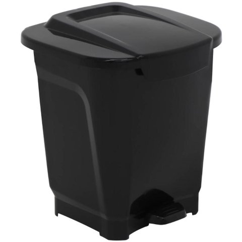 Lixeira Plástica 25l com Pedal Cozinha Lavanderia Tramontina T-force Preta Cesto de Lixo