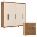 Ver imagem 1 de Cômoda Montevideu e Guarda Roupa Casal Venice 62780pe Amendola Touch Off White com Pés - Demóbile