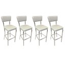 Ver imagem 1 de Conjunto 4 Banquetas Olivia Altura 65cm Bar Cozinha Cromada Assento Grosso Confortável Prata Encosto