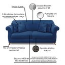 Ver imagem 3 de Sofá 3 Lugares Pé de Madeira Julieta 220 Cm Suede Azul Marinho S04 - D'Rossi