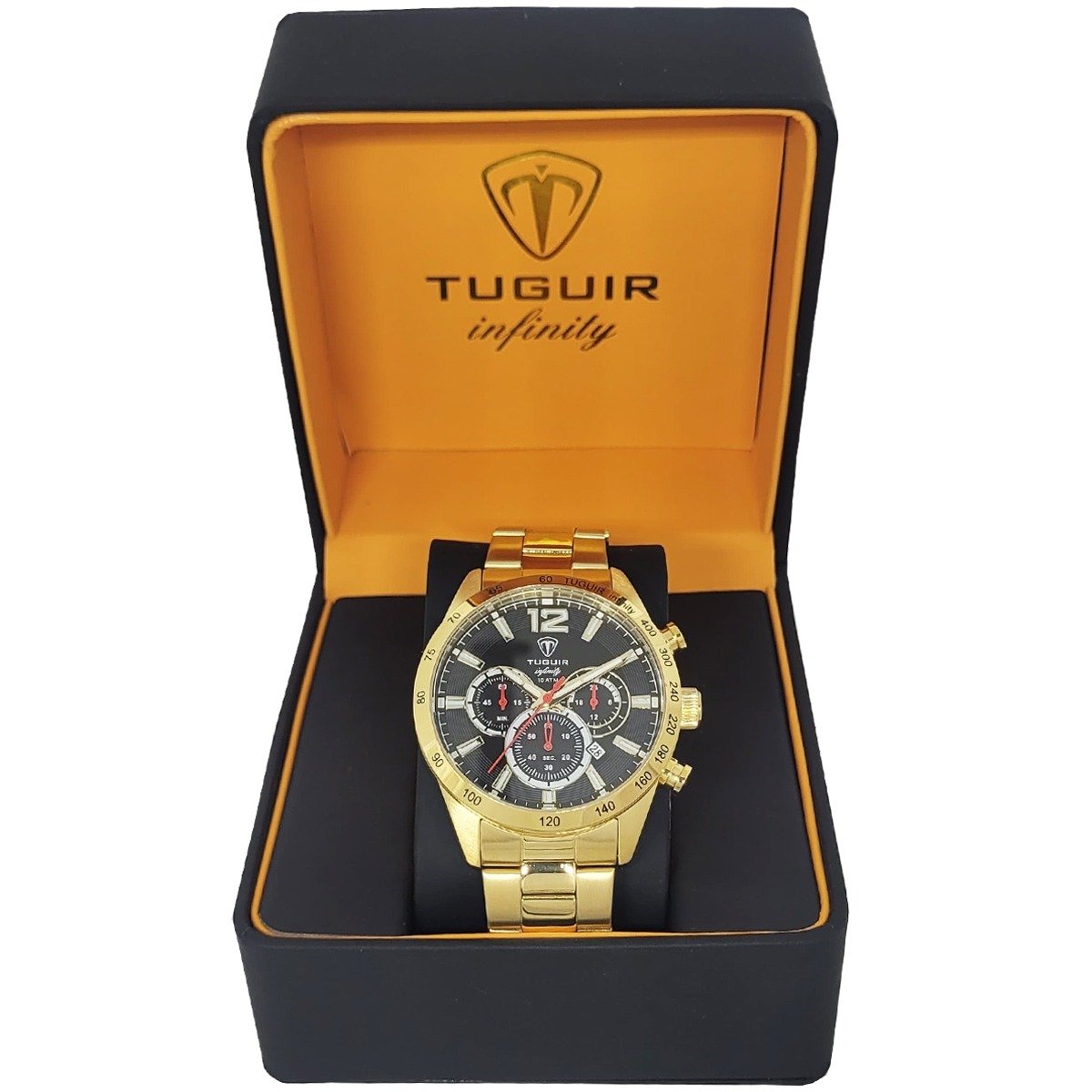 Cronógrafo Masculino Tuguir Analógico Infinity Tgi37069 Dourado e Preto - 3