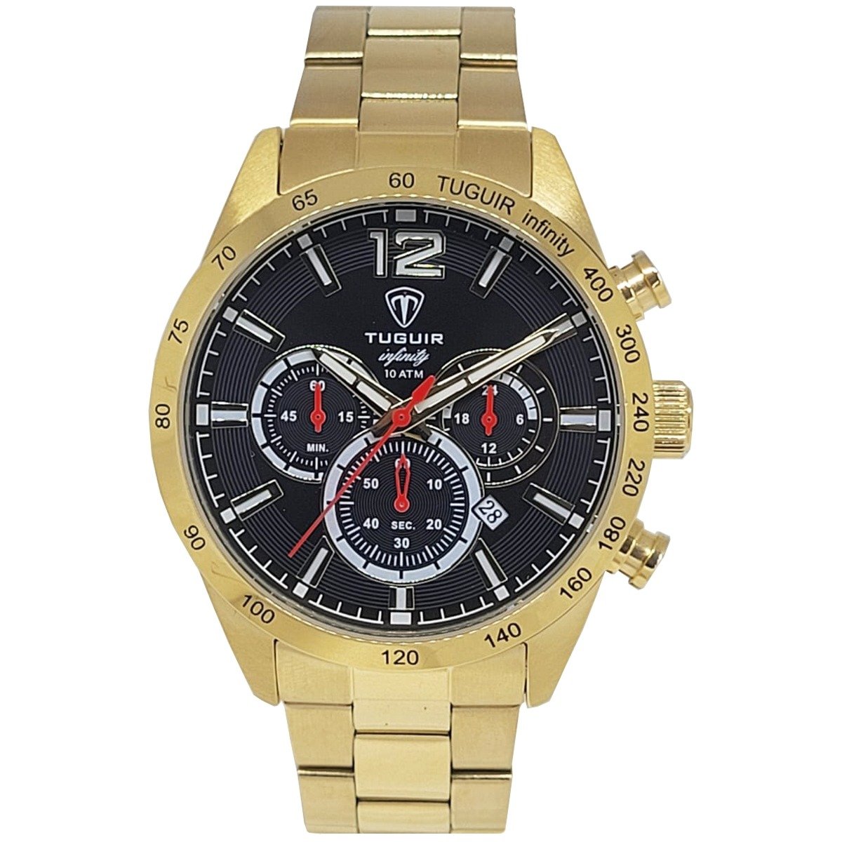 Cronógrafo Masculino Tuguir Analógico Infinity Tgi37069 Dourado e Preto