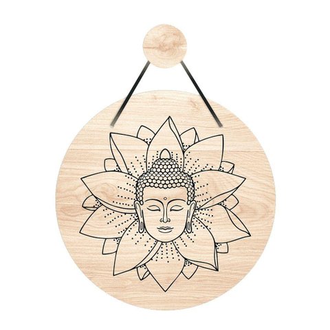 Flâmula Buda com Flor 30cmx30cm - Cria Arte Laser Marrom