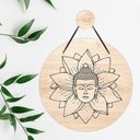 Ver imagem 3 de Flâmula Buda com Flor 30cmx30cm - Cria Arte Laser Marrom
