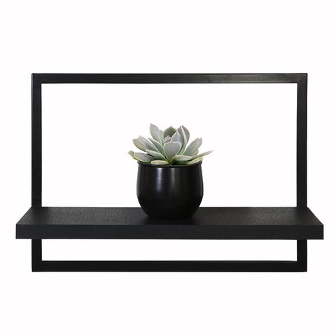 Nicho Prateleira Quadro Retangular Horizontal 40x28 com Base Preto