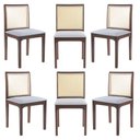 Ver imagem 1 de Kit 06 Cadeiras Sala de Jantar Madeira Maciça Steve Tela Rattan Sextavano Linho Cinza/amêndoa G55 -