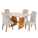 Ver imagem 2 de Conjunto Sala de Jantar 4 Lugares Retangular Tampo de MDP Belline Yescasa Bege/Mel/Off White