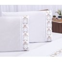Ver imagem 3 de Jogo lençol Veneza quarto casal Padrão bordado 4 peças 2fronha:Branco com Caqui
