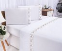 Ver imagem 2 de Jogo lençol Veneza quarto casal Padrão bordado 4 peças 2fronha:Branco com Caqui