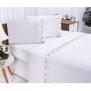 Ver imagem 2 de Jogo lençol Veneza quarto casal Padrão bordado 4 peças 2fronha:Branco com Caqui