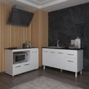 Ver imagem 2 de Armário Camila Cozinha Gabinete de Pia 140 Cm e Balcão para Cooktop 4 Bocas e Forno ou Microondas Al
