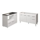 Ver imagem 1 de Armário Camila Cozinha Gabinete de Pia 140 Cm e Balcão para Cooktop 4 Bocas e Forno ou Microondas Al