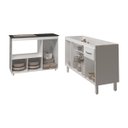 Ver imagem 5 de Armário Camila Cozinha Gabinete de Pia 140 Cm e Balcão para Cooktop 4 Bocas e Forno ou Microondas Al