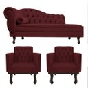 Ver imagem 1 de Kit Diva Recamier Diana 160cm Lado Direito e 02 Poltronas Classic Suede Bordô - ADJ Decor