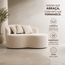 Ver imagem 3 de Recamier Divã Namoradeira Lille Tecido Bouclé Orgânico Curvo Moderno Luxuoso p/ Sala Recepção Hall