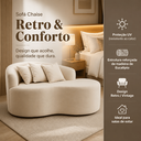Ver imagem 2 de Recamier Divã Namoradeira Lille Tecido Bouclé Orgânico Curvo Moderno Luxuoso p/ Sala Recepção Hall